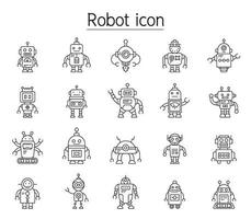 robot ikonuppsättning i tunn linje stil