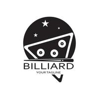 einfach Billard Logo Vorlage Illustration mit Billard- Bälle und Stöcke, Gestaltung zum Billard Stand, Billard Geschäft, Rechnungen Wettbewerb, mobil Billard Spiel, App, Abzeichen, Billard Sport, Vektor