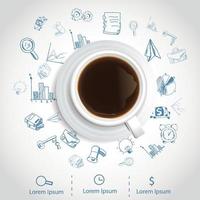Kaffee Tasse und Geschäft Strategie Geschäft planen Idee skizzieren vektor