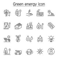 grünes Energie-Symbol im Stil einer dünnen Linie vektor