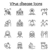 Viruskrankheitssymbol im dünnen Linienstil eingestellt vektor