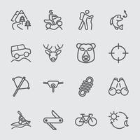 Outdoor Adventure Line Icons eingestellt vektor