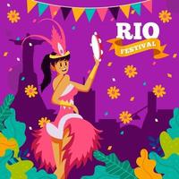 schöne Tänzerin im tropischen Konzept des Rio-Karnevals vektor