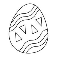 vågig randig påsk ägg 2 i klotter stil med trianglar. svart och vit vektor illustration.