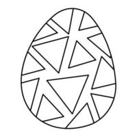 påsk ägg i klotter stil med trianglar. svart och vit vektor illustration.