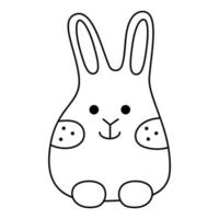 söt leende påsk kanin. klotter svart och vit vektor illustration.