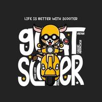 söt get ridning skoter t-shirt design vektor