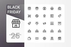 schwarzer Freitag Icon Pack auf weißem Hintergrund vektor
