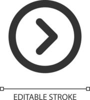 pil rätt knapp pixel perfekt linjär ui ikon. Nästa Spår. verktygsfältet kontrollera. meny kommando. gui, ux design. översikt isolerat användare gränssnitt element för app och webb. redigerbar stroke vektor