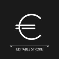 euro tecken pixel perfekt vit linjär ui ikon för mörk tema. utländsk valuta. rikedom. vektor linje piktogram. isolerat användare gränssnitt symbol för natt läge. redigerbar stroke