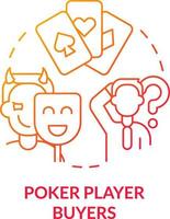 Poker Spieler Käufer rot Gradient Konzept Symbol. Beste Preis Suchende. versteckt braucht. Umgang mit Kunden abstrakt Idee dünn Linie Illustration. isoliert Gliederung Zeichnung vektor