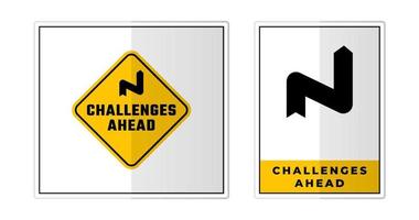 Herausforderungen voraus Zeichen Etikette Symbol Symbol Vektor Illustration