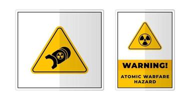 atom- krigföring fara gul varning tecken märka symbol vektor illustration