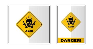 Schädel Acid Achtung Zeichen Etikette Symbol Vektor Illustration