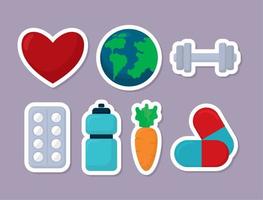 Sieben Welt Gesundheit Tag Symbole vektor