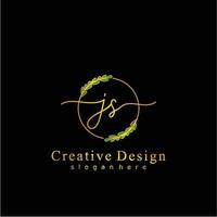 första js skönhet monogram och elegant logotyp design, handstil logotyp av första signatur, bröllop, mode, blommig och botanisk logotyp begrepp design. vektor
