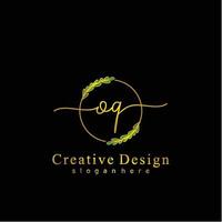 Initiale oq Schönheit Monogramm und elegant Logo Design, Handschrift Logo von Initiale Unterschrift, Hochzeit, Mode, Blumen- und botanisch Logo Konzept Design. vektor