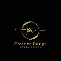 Initiale Pi Schönheit Monogramm und elegant Logo Design, Handschrift Logo von Initiale Unterschrift, Hochzeit, Mode, Blumen- und botanisch Logo Konzept Design. vektor