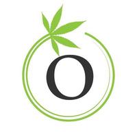 cannabis marijuana logotyp på brev o begrepp för hälsa och medicinsk terapi. marijuana, cannabis tecken mall vektor