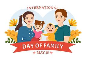 International Tag von Familie Illustration mit Kinder, Vater und Mutter zum Netz Banner oder Landung Seite im eben Karikatur Hand gezeichnet Vorlagen vektor