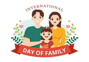internationell dag av familj illustration med ungar, far och mor för webb baner eller landning sida i platt tecknad serie hand dragen mallar vektor