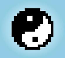 8-Bit-Pixel-Logo Yin Yang in Vektorgrafiken für Spiel-Assets oder Kreuzstichmuster vektor