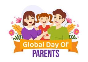 global dag av föräldrar illustration med betydelse av varelse en föräldraskap och dess roll i barn i platt tecknad serie hand dragen för landning sida mall vektor