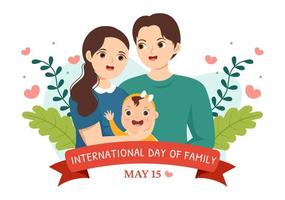 internationell dag av familj illustration med ungar, far och mor för webb baner eller landning sida i platt tecknad serie hand dragen mallar vektor