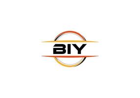 biy Brief Lizenzgebühren Ellipse gestalten Logo. biy Bürste Kunst Logo. biy Logo zum ein Unternehmen, Geschäft, und kommerziell verwenden. vektor