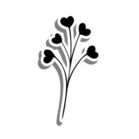 knippa av hjärta blommor på vit silhuett och grå skugga. vektor illustration för dekoration eller några design.