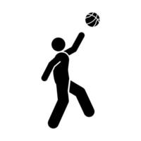 Basketball Spieler schwarz einfach Symbol auf Weiß Hintergrund. Vektor Illustration.