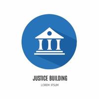Gerechtigkeit Gebäude Symbol im Wohnung. Logo zum Geschäft. Lager Vektor. vektor