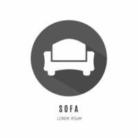 Sofa Symbol im Wohnung. Logo zum Geschäft. Lager Vektor. vektor