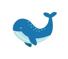 niedlicher Cartoon-Wal schwimmt isoliert auf weißem Hintergrund. Vektor-Logo-Illustration des Meereslebens. vektor