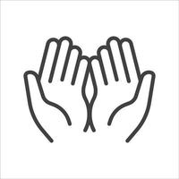 bön- händer linjär ikon vektor. moslem bön- händer symbol. religion ikon. vektor illustration