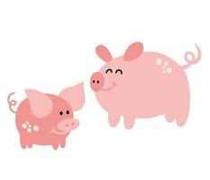 Schweine. süß Karikatur Schweine, Erwachsene Schwein und Ferkel. Bauernhof Tiere. perfekt zum Kinder, druckt und Plakate. Vektor Hand zeichnen Illustration isoliert auf das Weiß Hintergrund.