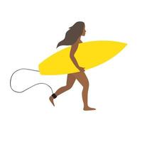 Vektor eben Surfer Mädchen mit Gelb Surfbrett
