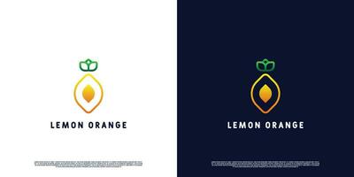 modern citron- orange logotyp design illustration. minimalistisk citron- orange frukt lutning linje silhuett. lämplig för webb eller app ikoner. vektor