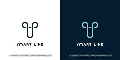 Clever Idee Linie Logo Design Illustration. modern linear Linie Symbol von Intelligenz Lösung zum Lernen. perfekt zum lehrreich Netz oder App Symbole. vektor