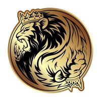 huvud kung och drottning lejon yin yang symbol svart guld vektor