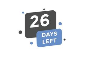 26 Tage links Countdown Vorlage. zwanzig sechs Tag Countdown links Banner eps 10 vektor
