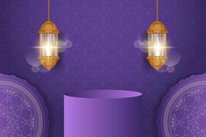 realistische Ramadan Kareem Verkauf Banner mit 3D-Podium. vektor