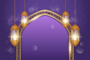 Ramadan Kareem Grußkarte mit arabischen Laternen verziert vektor