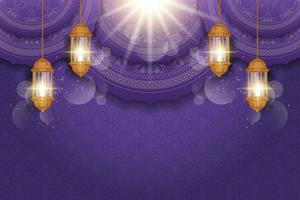 ramadan kareem gratulationskort dekorerad med arabiska lyktor vektor
