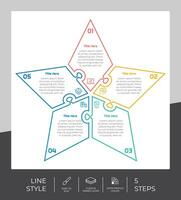 Puzzle Schritt Infografik Vektor Design mit 5 Schritte bunt Stil zum Präsentation Zweck.Linie Schritt Infografik können Sein benutzt zum Geschäft und Marketing