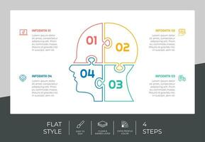 Puzzle Schritt Infografik Vektor Design mit 4 Schritte bunt Stil zum Präsentation Zweck.Linie Schritt Infografik können Sein benutzt zum Geschäft und Marketing