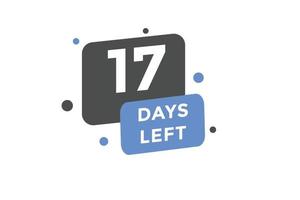 17 Tage links Countdown Vorlage. 17 Tag Countdown links Banner Etikette Taste eps 10 vektor