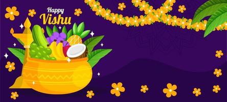 glücklicher Vishu mit lila Hintergrund vektor