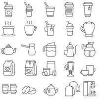 kaffe ikon vektor uppsättning. te illustration tecken samling. varm drycker symbol eller logotyp.