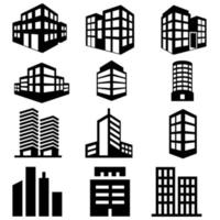 Gebäude Symbol Vektor Satz. Sammlung von Gebäude und echt Nachlass Stadt Logo Illustration.